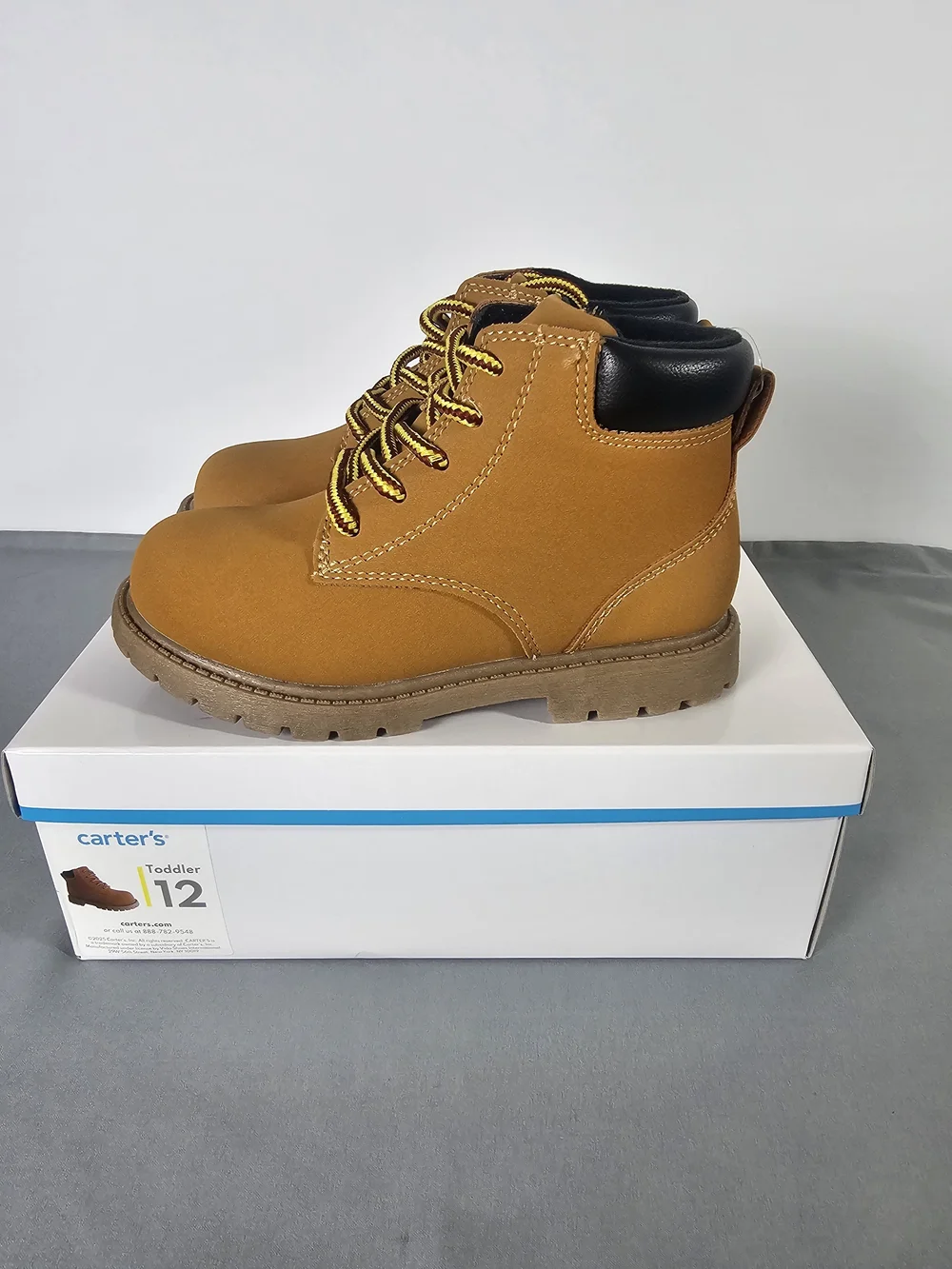 NEW Carter's Toddler Boys Tan Lace-Up Work/Classic Hiking Style Boots Size 12